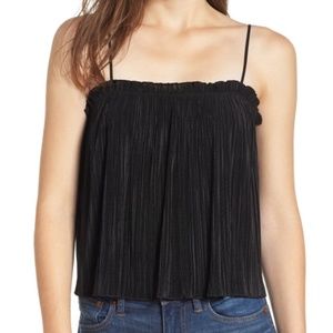 Madewell Black Pleated Ruffle Top XS